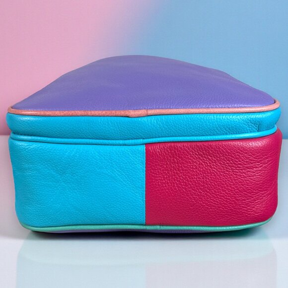 Myra Bag Leather Colorblock "Color Pointe" Backpack - New - Picture 7 of 12